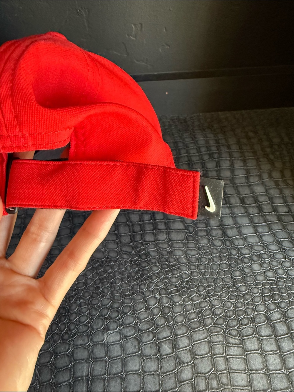 Nike Red Cap with Black Swoosh Tab - Picture 5 of 8